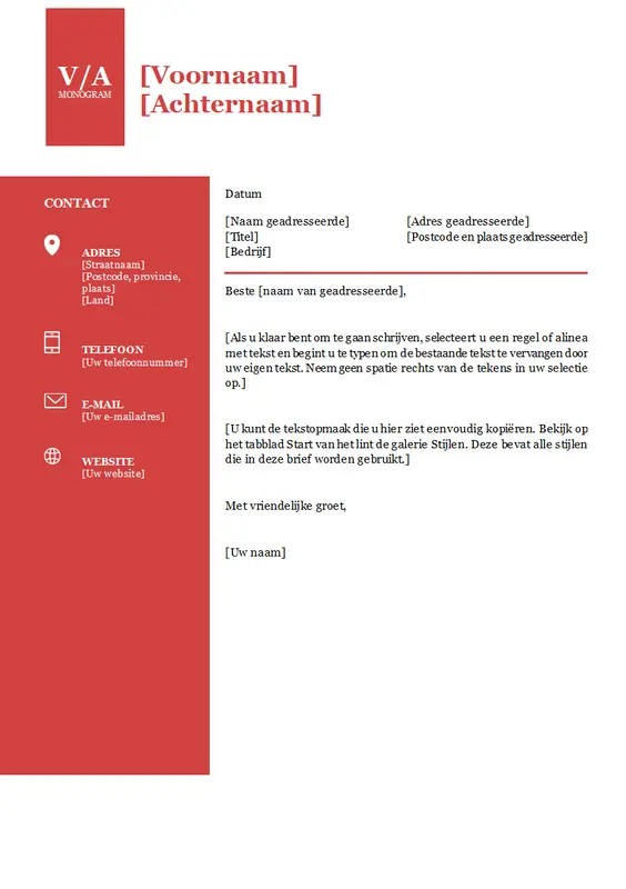 Begeleidende brief met vetgedrukt monogram modern-simple