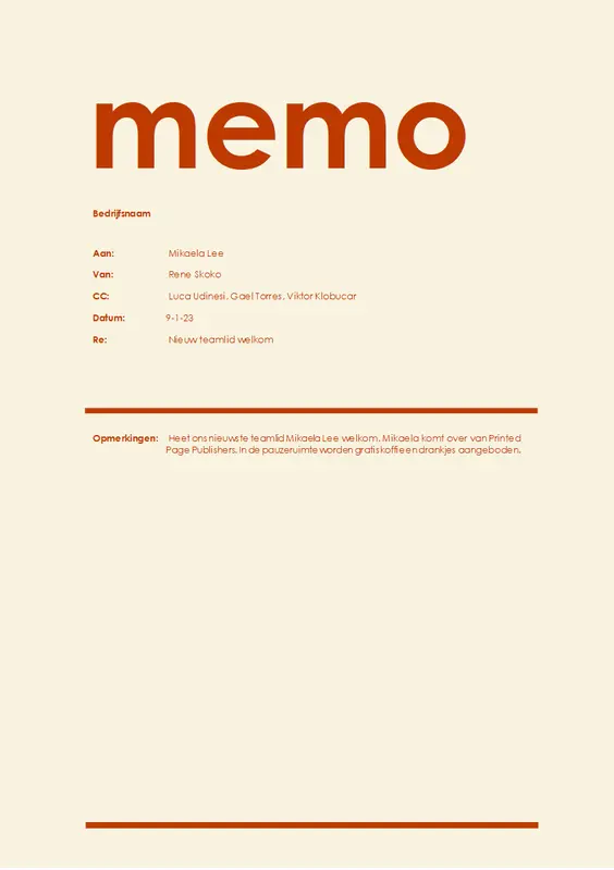 Moderne memo (eenvoudig ontwerp)
