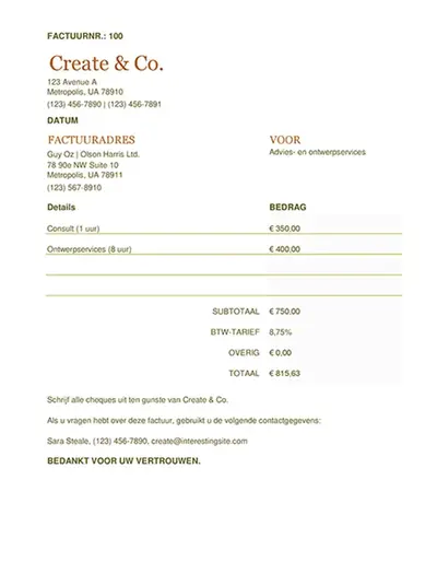 Factuur (werkblad) modern simple