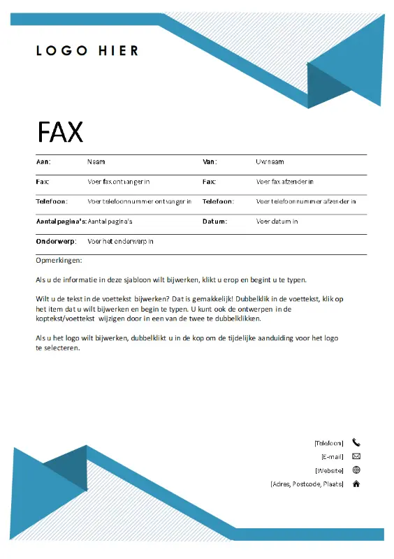 Faxvoorblad met krijtstrepen blue modern simple