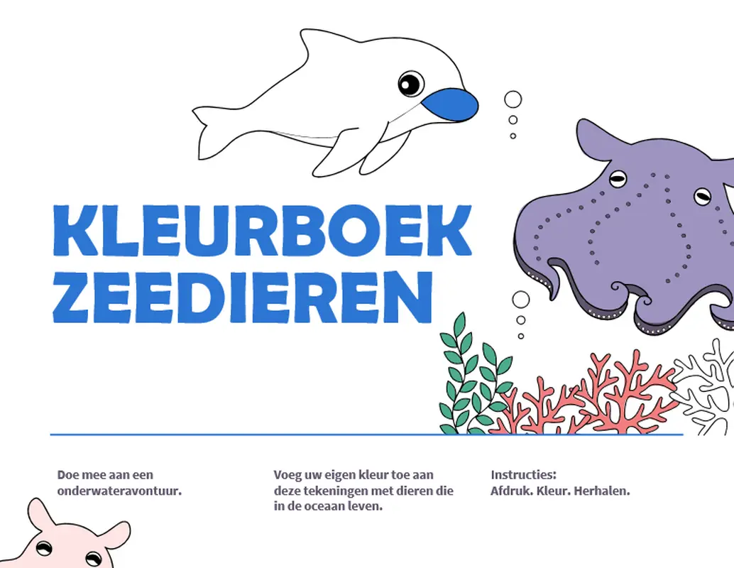 Zeedieren kleurboek whimsical color block