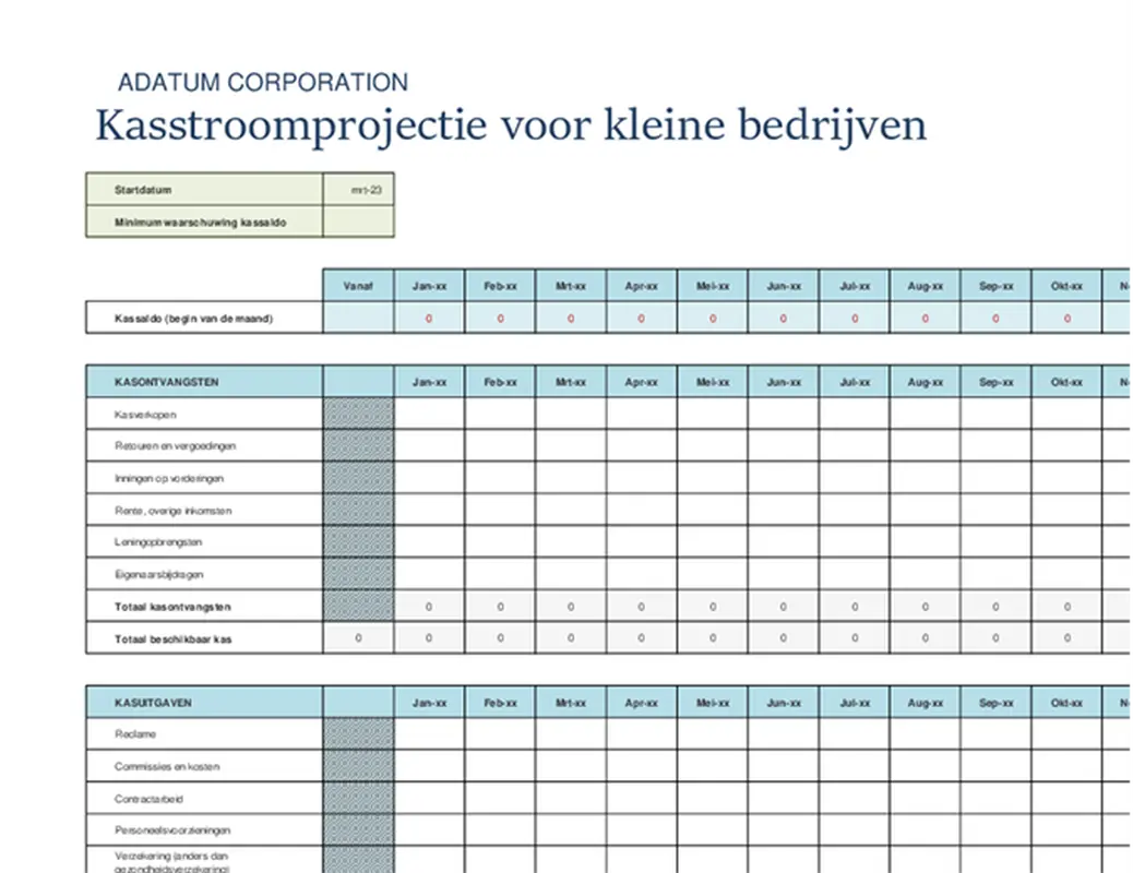 Kasstroomprojectie voor kleine bedrijven modern simple