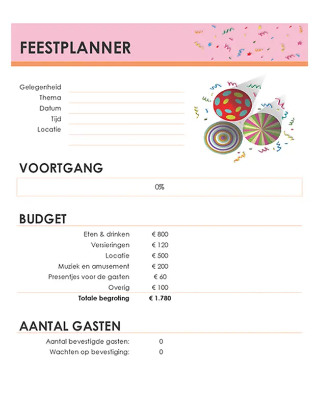 Feestplanner modern-simple