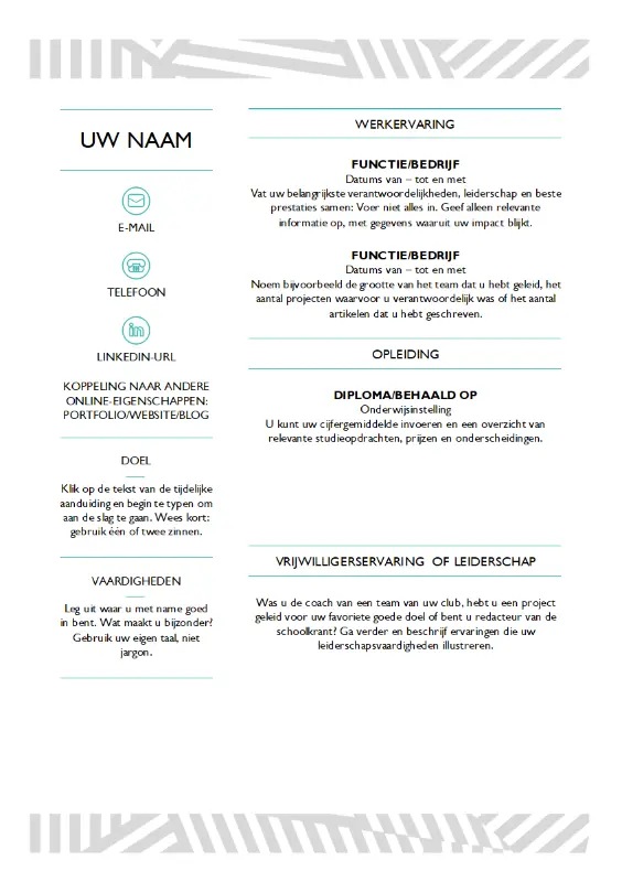 Creatief CV, ontworpen door MOO blue modern-simple