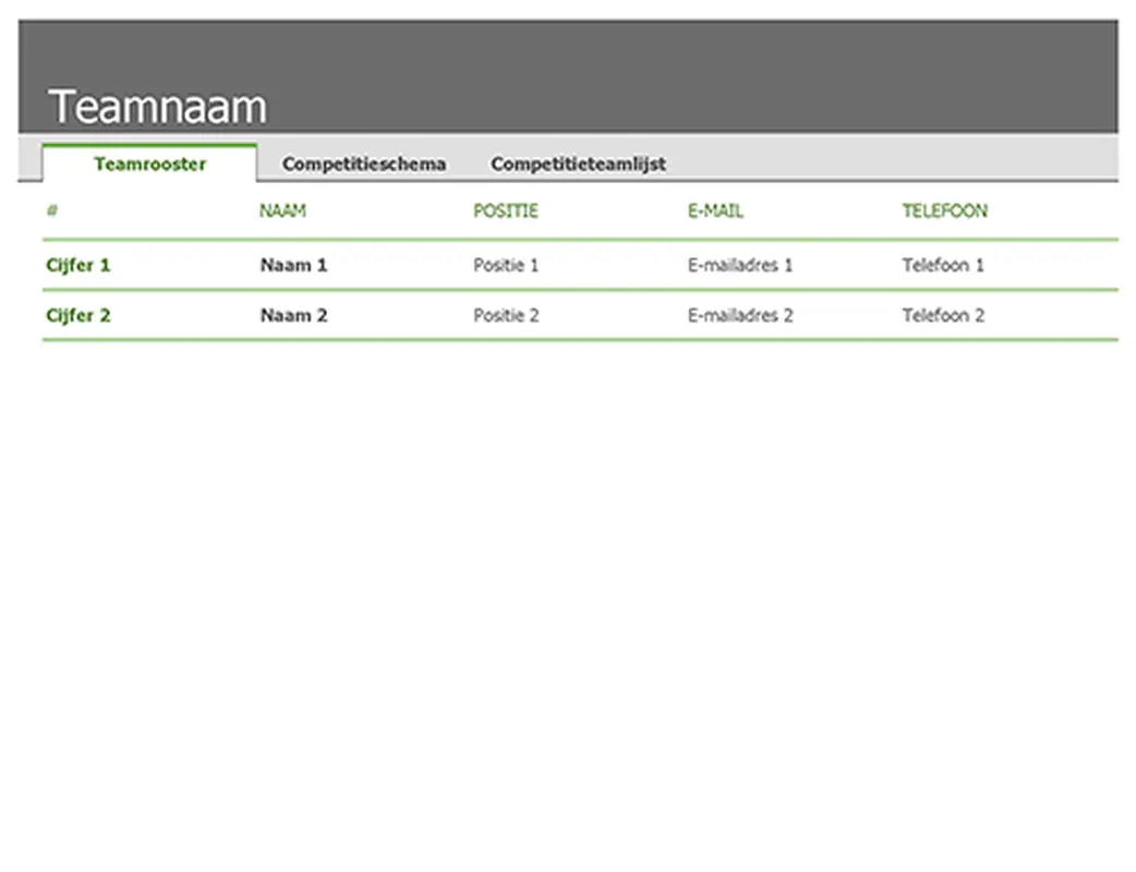 Sportrooster en -planning modern-simple