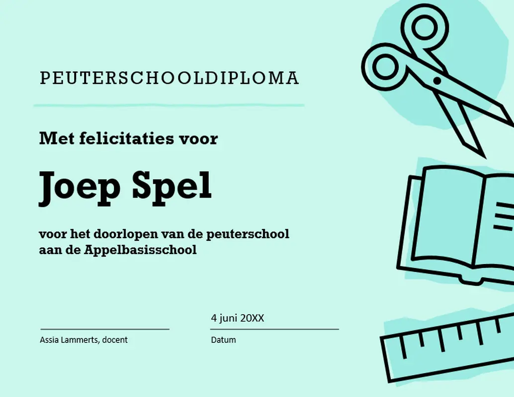 Peuterschooldiploma modern bold