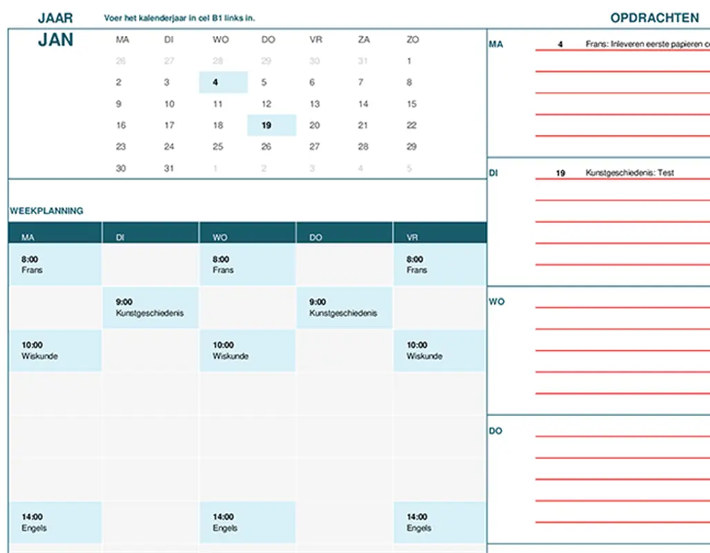 Studentenkalender (maand) modern-simple