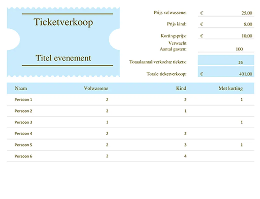 Ticketverkopen bijhouden modern simple