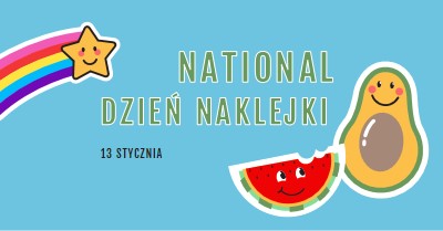 Szczęśliwego Narodowego Dnia Naklejki blue whimsical-color-block