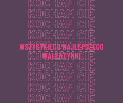 Kocham cię, walentynka purple modern-bold