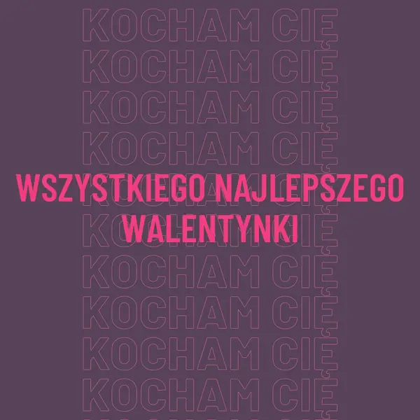 Kocham cię, walentynka purple modern-bold