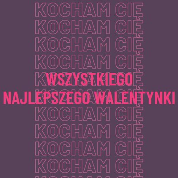 Kocham cię, walentynka purple modern-bold