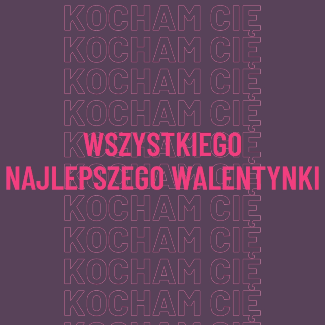 Kocham cię, walentynka purple modern-bold
