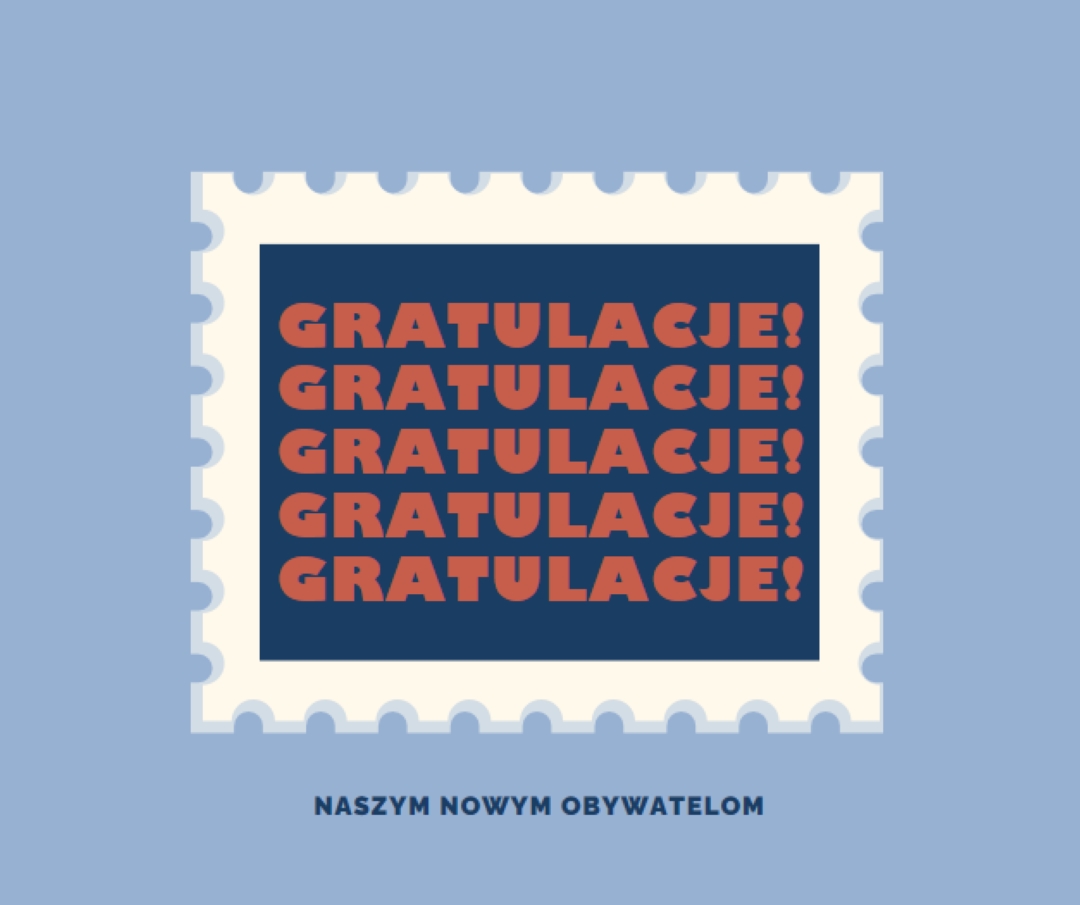 Gratulacje dla naszych nowych obywateli blue modern-simple