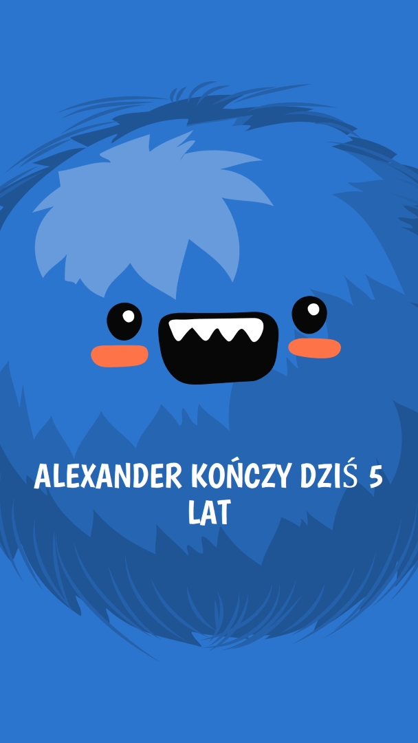 Mały potwór kończy pięć lat blue whimsical-color-block