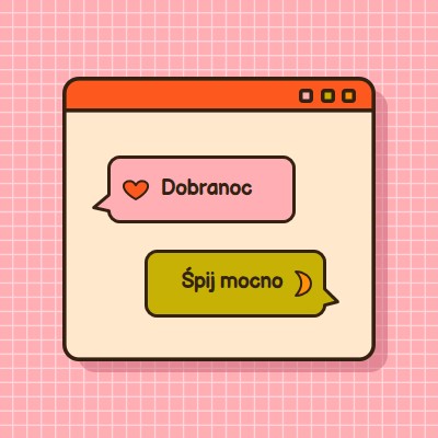 Dobranoc, śpij mocno pink retro,graphic,message,speech-bubble,icon,motif,emoji,