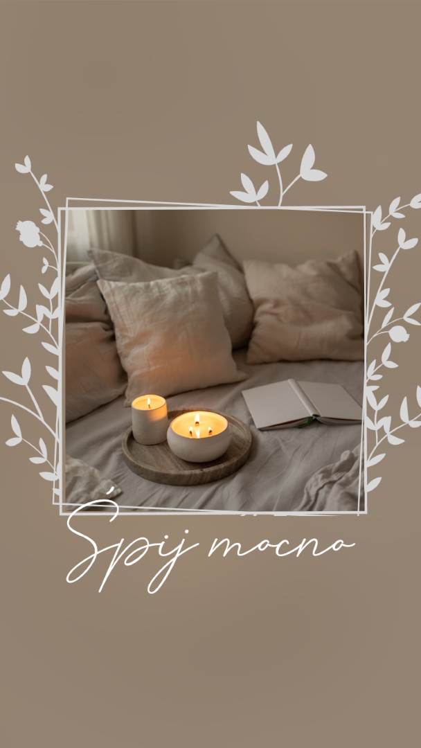Śpij mocno dziś wieczorem brown elegant,floral,frame,handwriting,rustic,