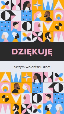 Kartka z podziękowaniem dla wolontariuszy pink fun,geometric,pattern,graphic,illustration,symmetrical