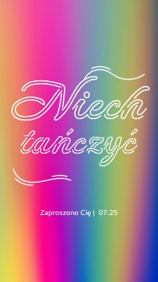 Zatańczmy, zaproszono Cię pink bold,bright,typographic