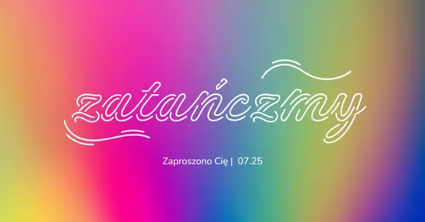 Zatańczmy, zaproszono Cię pink bold,bright,typographic