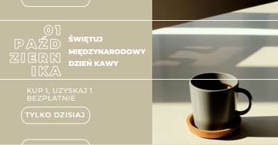 Świętuj międzynarodowy dzień kawy brown modern-geometric-&-linear