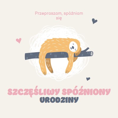 Spóźnione życzenia urodzinowe white playful,cute,illustrative,whimsical,friendly,charming,graphic