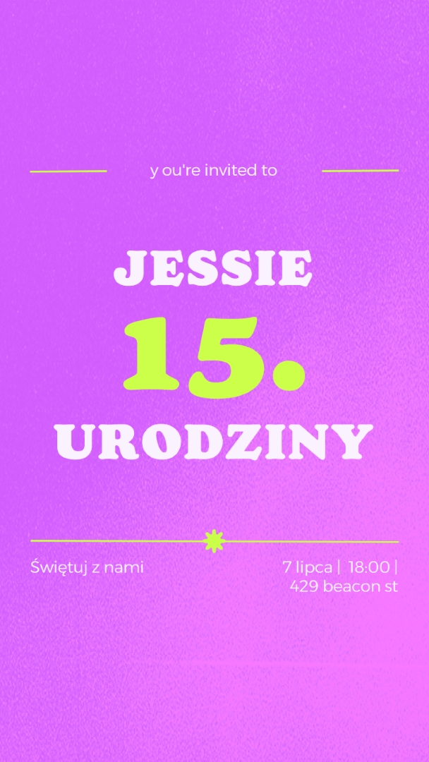 Zaproszono Cię purple bold,vibrant,retro