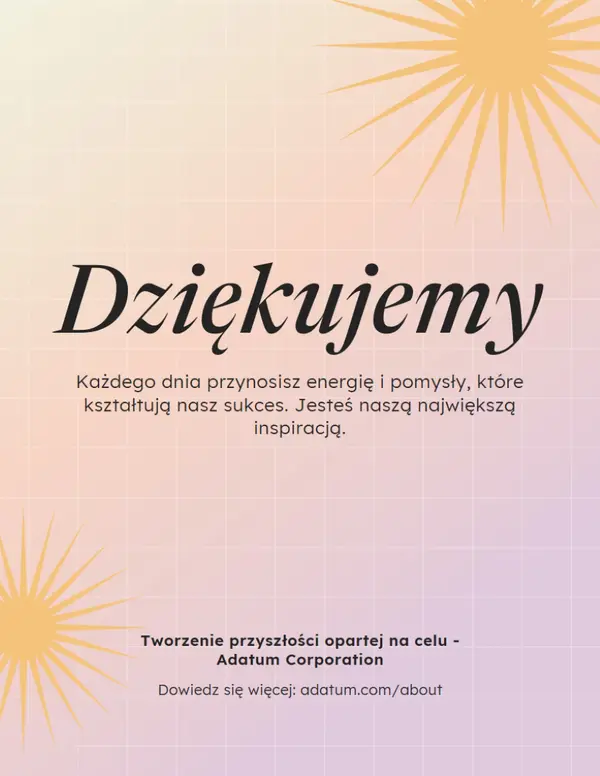 Nowoczesna retro ulotka z podziękowaniami pink modern,gradient,grid,star-burst