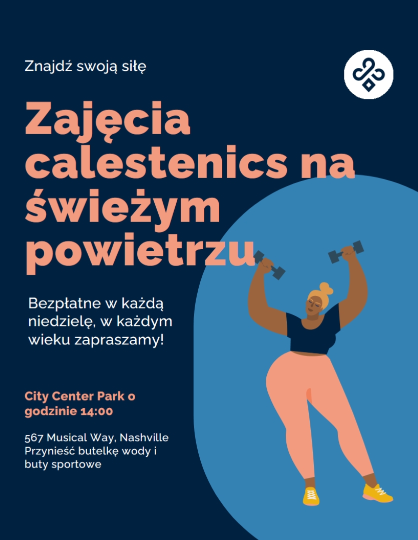 Prosta nowoczesna ulotka do ćwiczeń blue modern,simple,flat-graphic