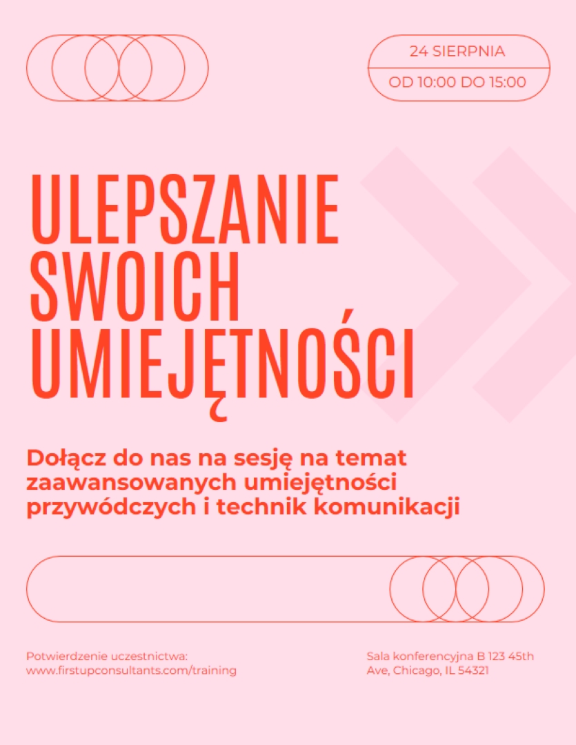 Nowoczesna ulotka z wydarzeniami w stylu retro pink modern,bold,typographic,shapes,outlines