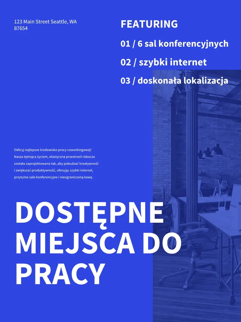 Prosty plakat z nowoczesnymi nieruchomościami blue simple,monochromatic,asymmetric