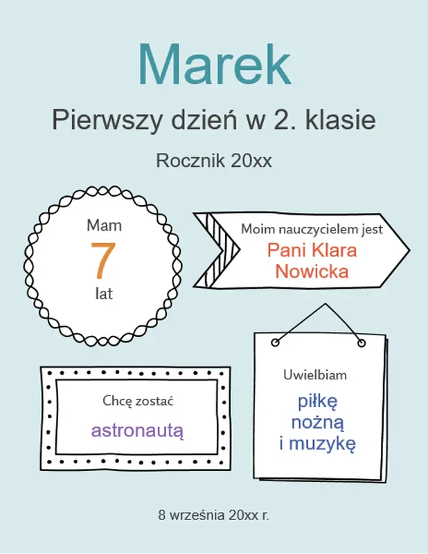 Znaki „Powrót do szkoły” whimsical line