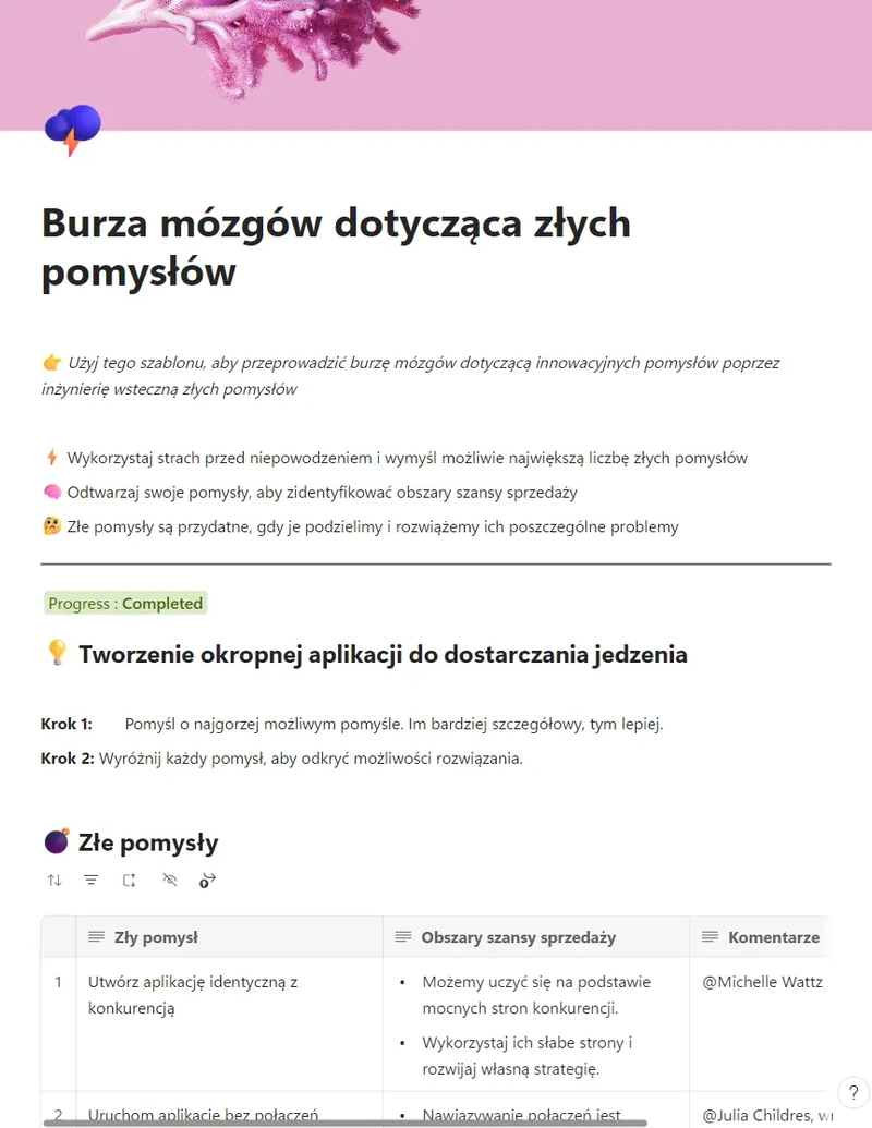 Burza mózgów dotycząca złych pomysłów