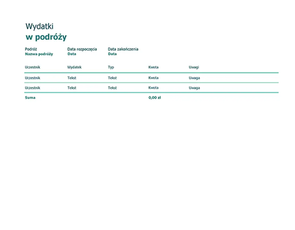 Śledzenie kosztów podróży modern simple
