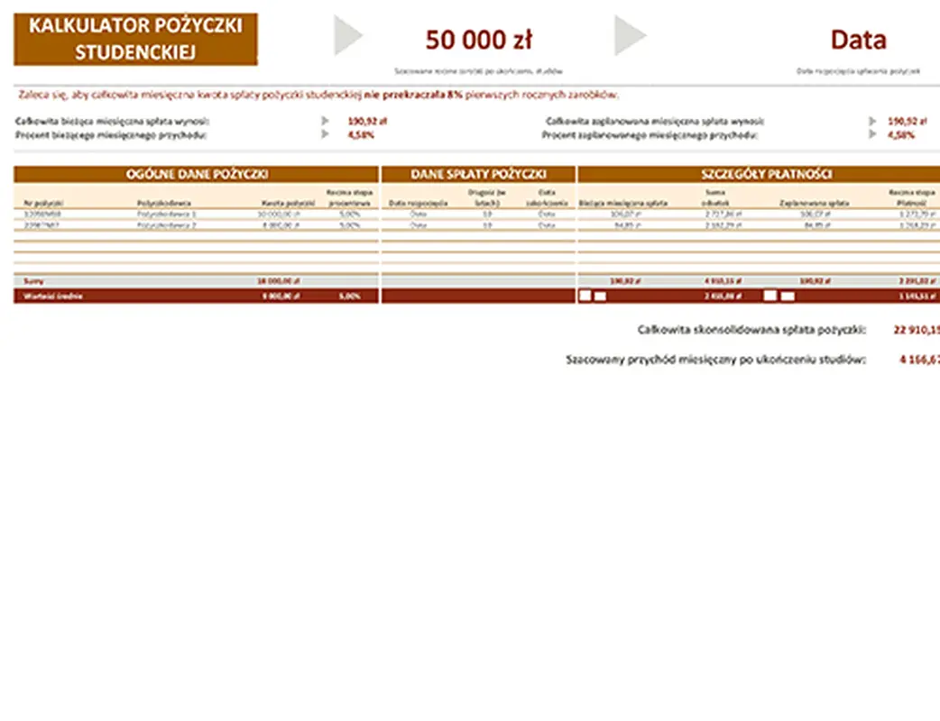 Kalkulator pożyczki studenckiej modern-simple
