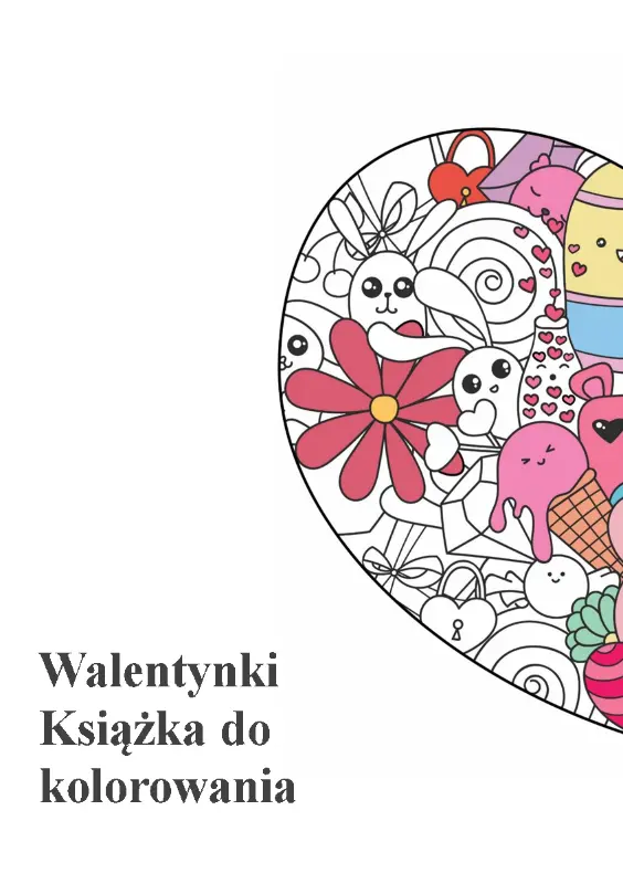 Walentynkowa książka do kolorowania whimsical line