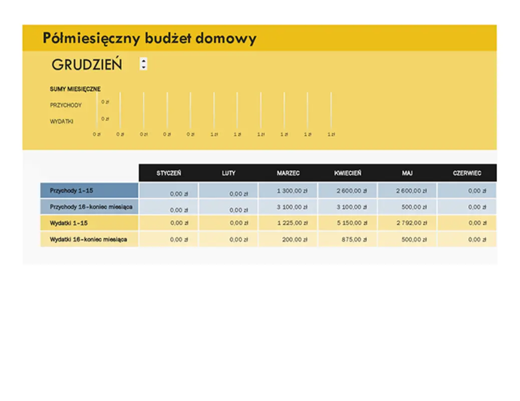 Półmiesięczny budżet domowy yellow modern simple