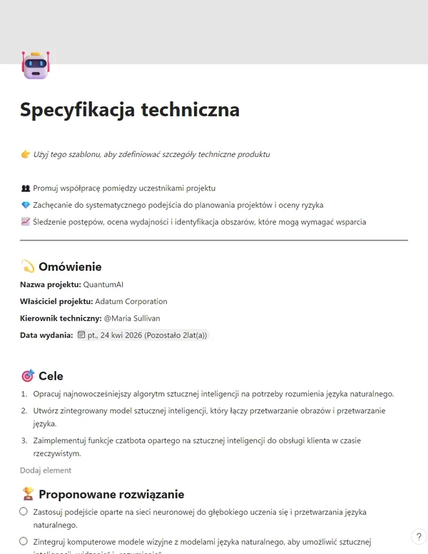 Specyfikacja techniczna