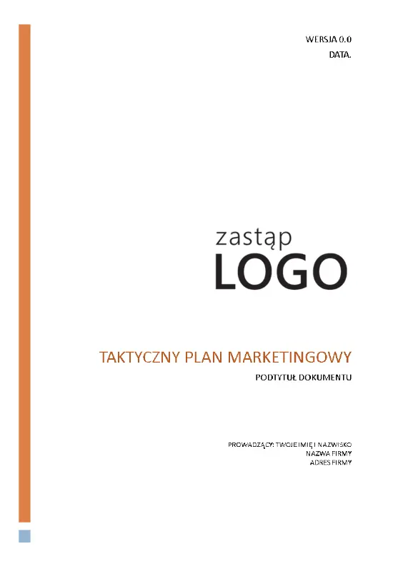 Taktyczny plan marketingowy modern simple