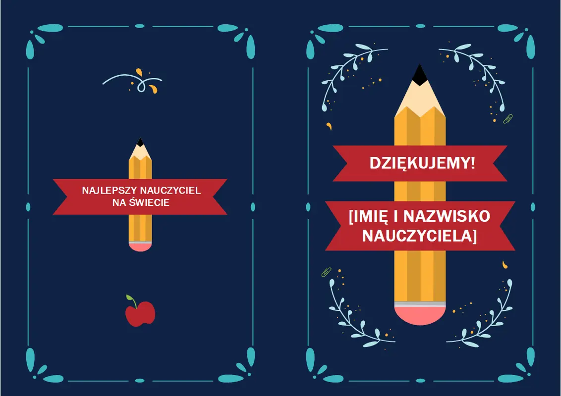 Karta z wyrazami uznania dla nauczyciela whimsical-line