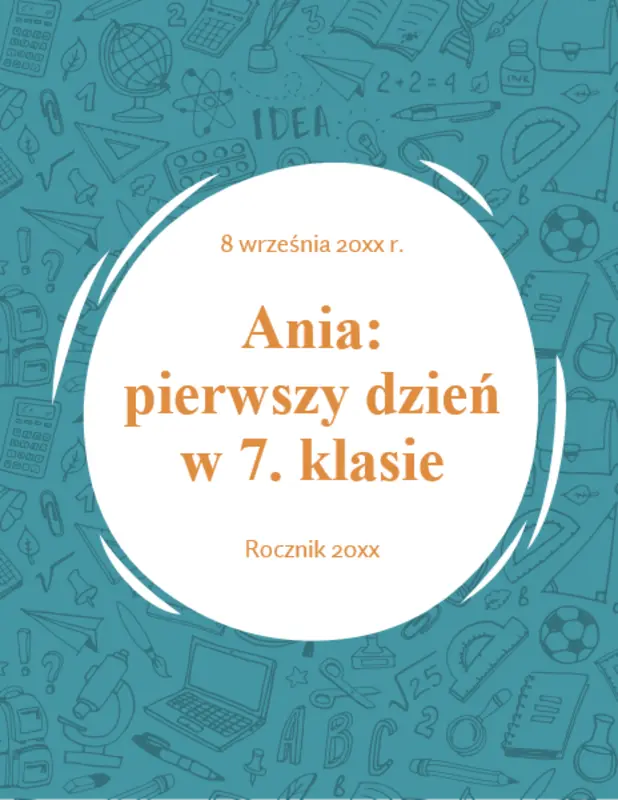 Znaki „Pierwszy dzień szkoły” blue whimsical line