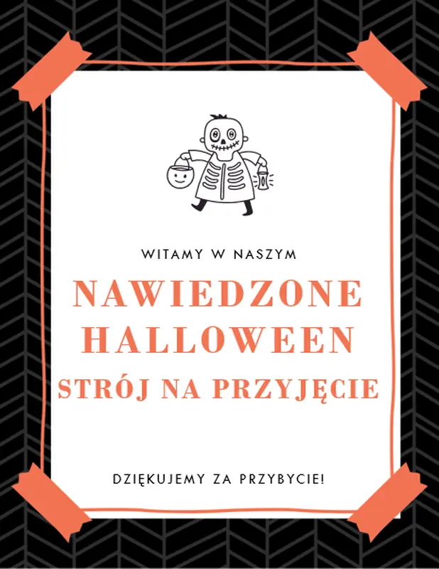 Materiały do drukowania przedstawiające kościotrupy na przyjęcie z okazji Halloween whimsical line