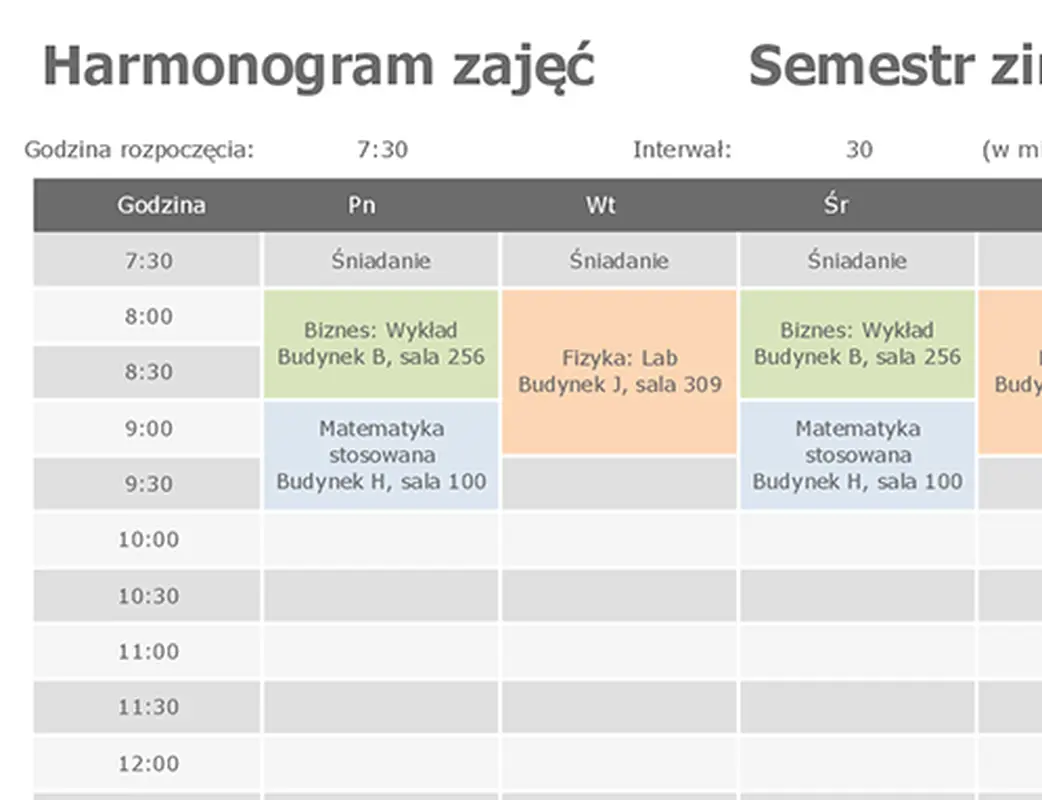 Harmonogram zajęć modern geometric