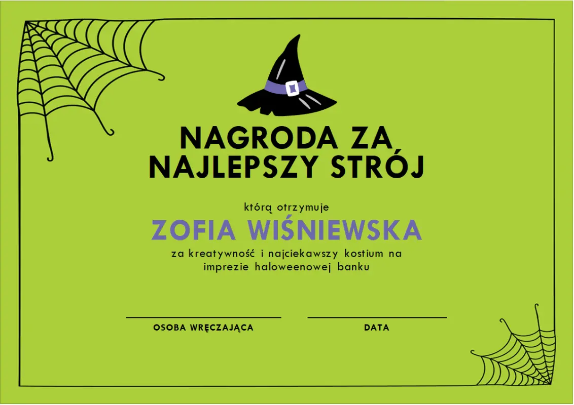 Nagroda za przebranie na Halloween green whimsical-color-block