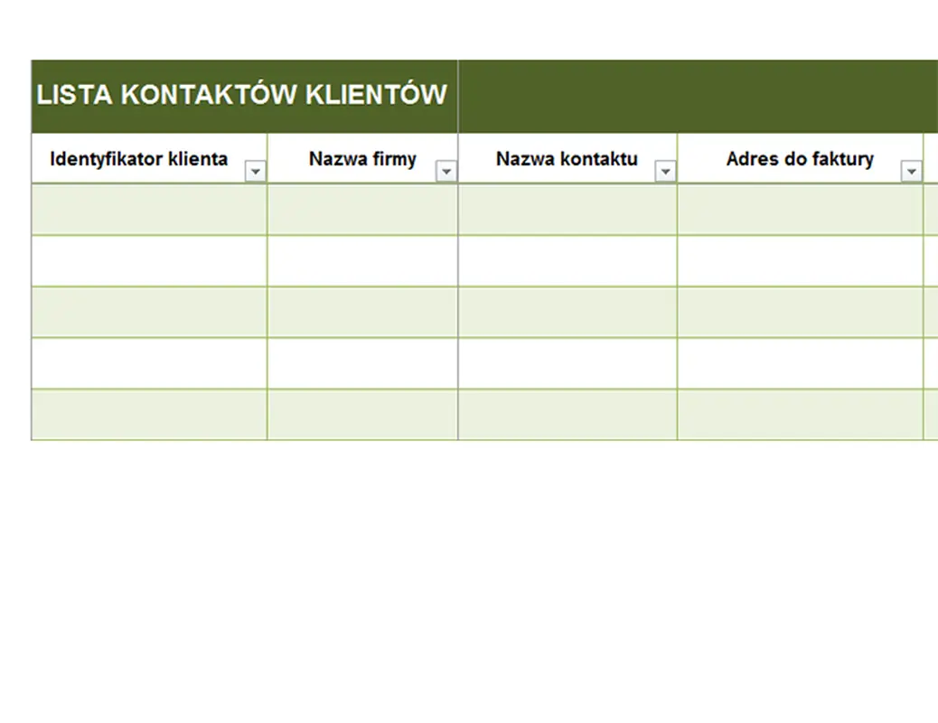 Podstawowa lista kontaktów klientów modern simple