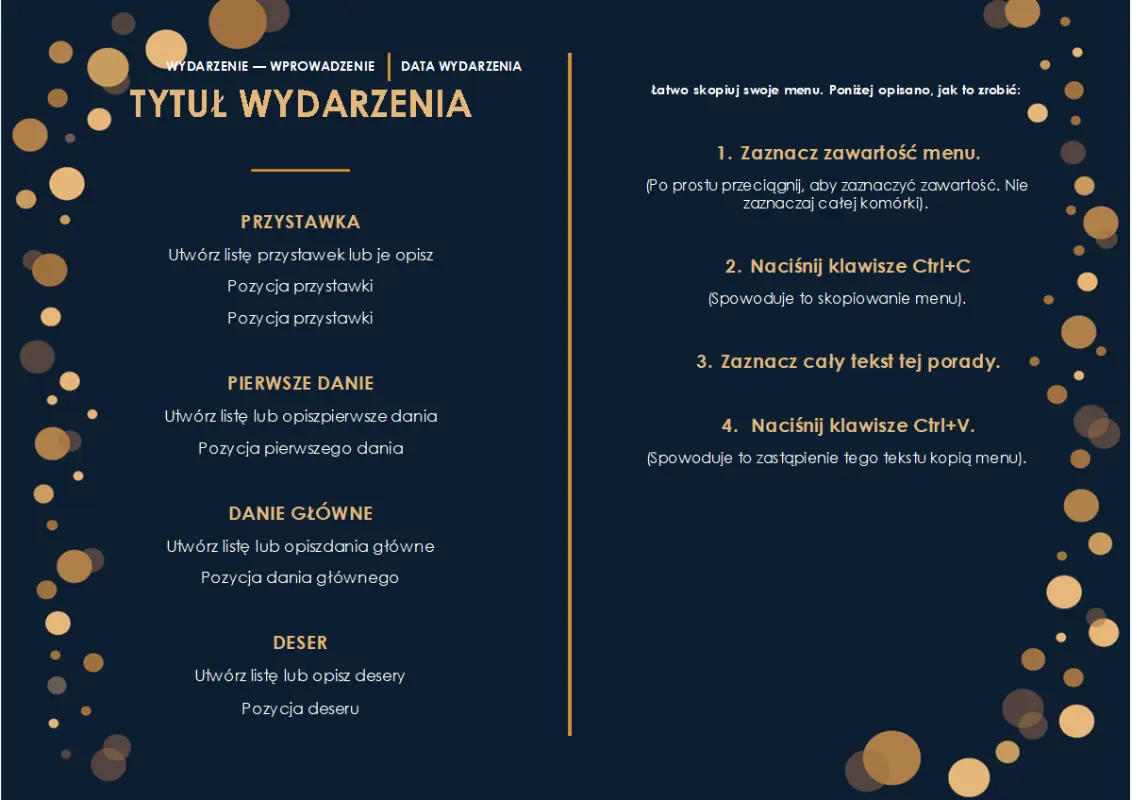 Menu (projekt Eleganckie przyjęcie, kolor) black modern-simple