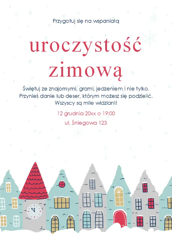 Ulotka imprezy zimowej blue whimsical-color-block