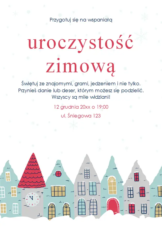 Ulotka imprezy zimowej whimsical-color-block
