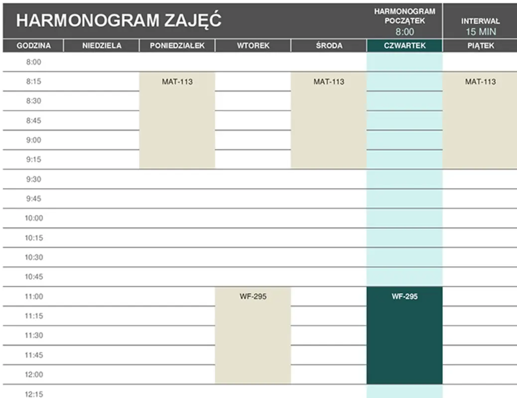 Plan zajęć dla uczniów i studentów brown modern-simple