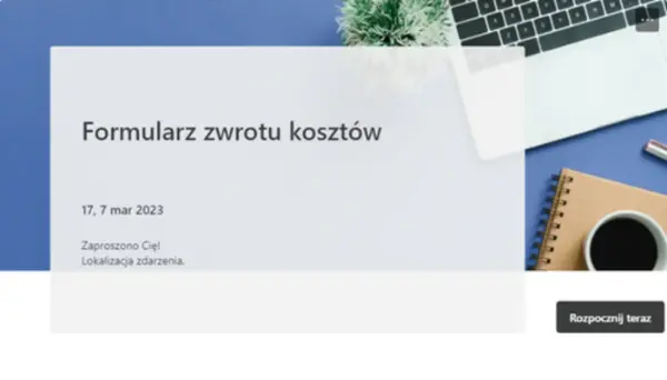 Formularz zwrotu kosztów blue modern simple